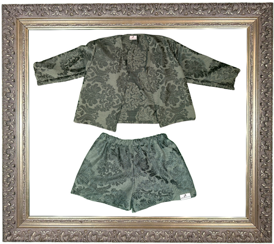 Drape Front Cardigan & Short Set "Emerald"